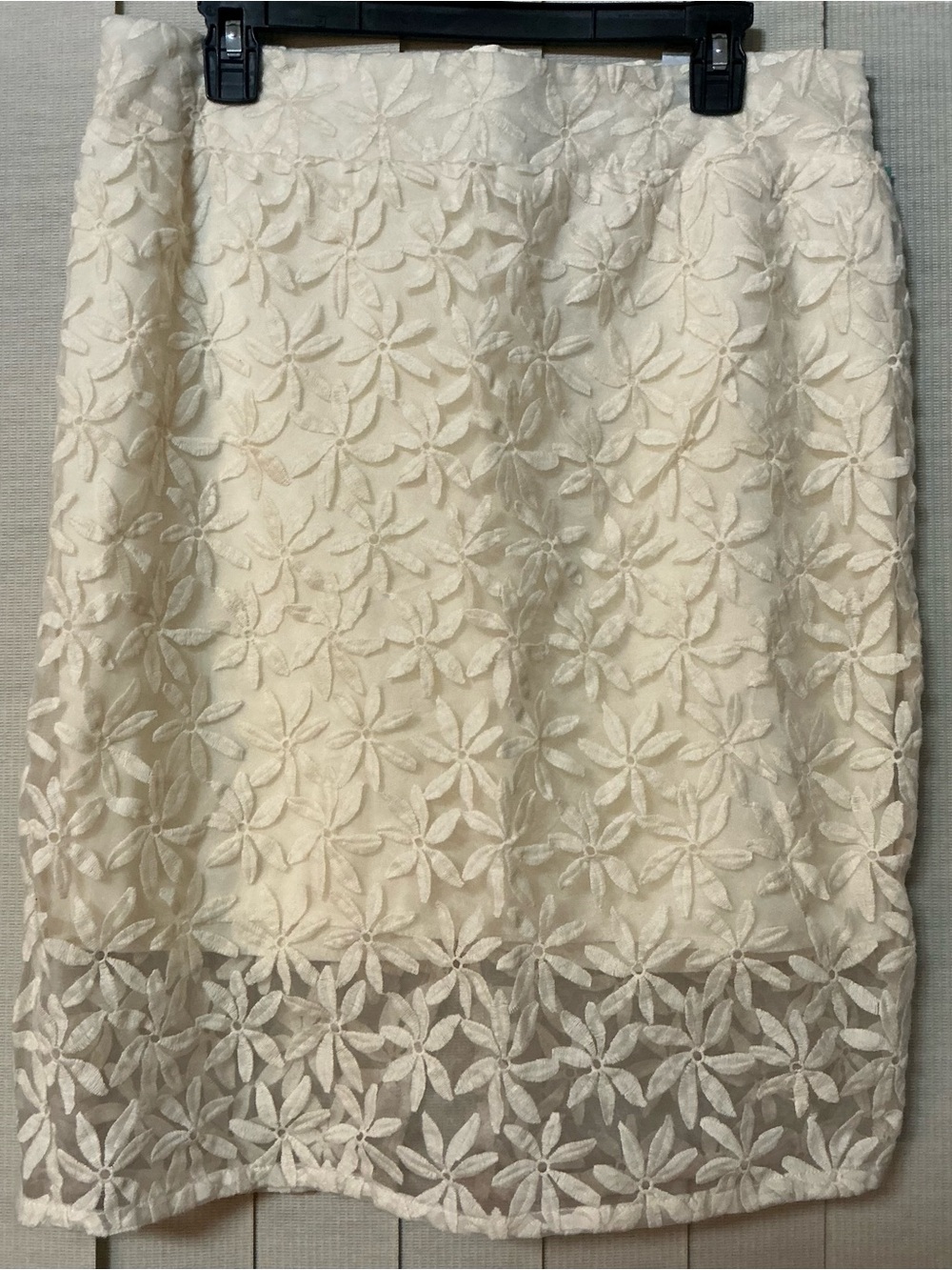 Maurices Cream Floral Lace Pencil Skirt
